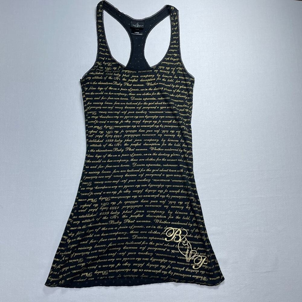 Baby Phat Intimates Y2K Gold Script Racerback Tank Top Women L